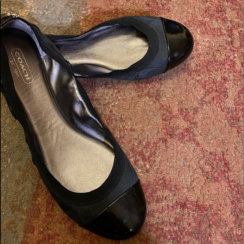 Coach Black flats with patent leather toe